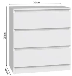 Komoda Malwa z trzema szufladami 70 cm kaszmir