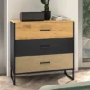 Komoda młodzieżowa Colt z trzema szufladami 92 cm dąb craft/czarny/stal