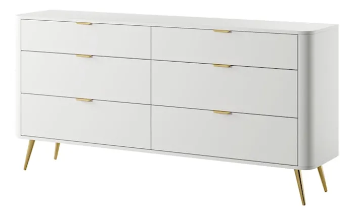 Komoda Oval z sześcioma szufladami 173 cm Biała