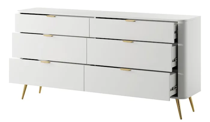 Komoda Oval z sześcioma szufladami 173 cm Biała