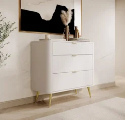 Komoda Oval z trzema szufladami 92 cm Biała