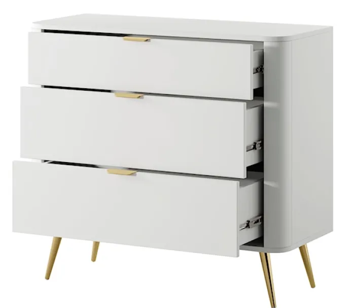 Komoda Oval z trzema szufladami 92 cm Biała