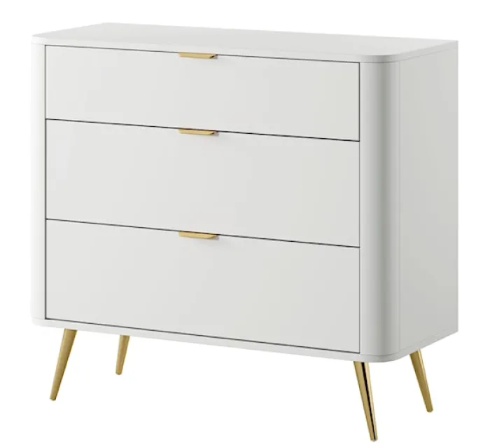 Komoda Oval z trzema szufladami 92 cm Biała