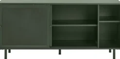 Komoda Sonaves 160 cm metalowa z przesuwnymi drzwiami ciemnozielona