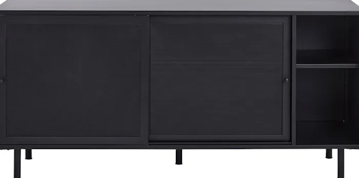 Komoda Sonaves 160 cm metalowa z przesuwnymi drzwiami czarna