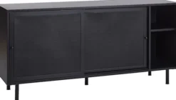 Komoda Sonaves 160 cm metalowa z przesuwnymi drzwiami czarna
