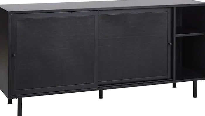 Komoda Sonaves 160 cm metalowa z przesuwnymi drzwiami czarna