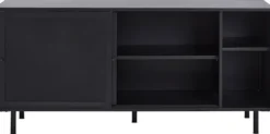 Komoda Sonaves 160 cm metalowa z przesuwnymi drzwiami czarna