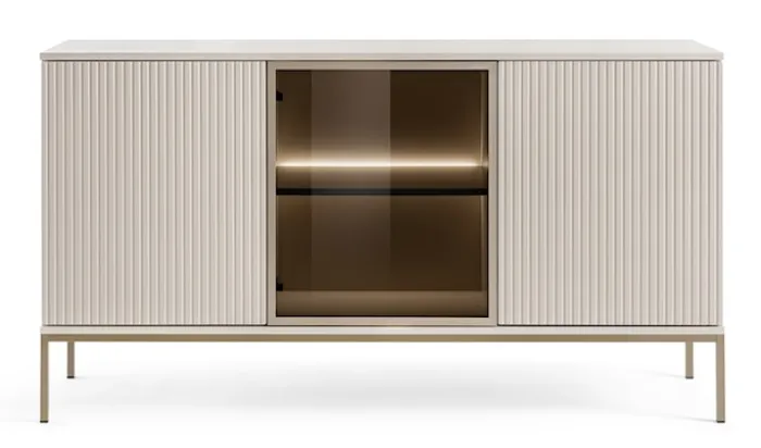 Komoda Tosena trzydrzwiowa z oświetleniem LED 154 cm Kaszmir