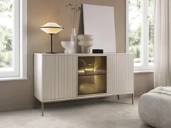 Komoda Tosena trzydrzwiowa z oświetleniem LED 154 cm Kaszmir