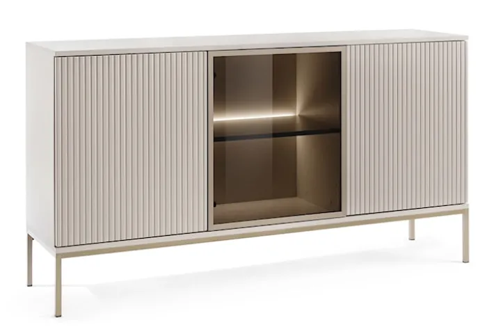 Komoda Tosena trzydrzwiowa z oświetleniem LED 154 cm Kaszmir