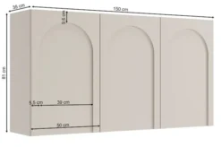 Komoda trzydrzwiowa Arkadia z frezowanymi frontami 150 cm kaszmir