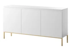 Komoda trzydrzwiowa Bemmi 150 cm biała ze złotymi nogami