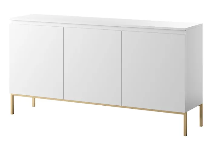 Komoda trzydrzwiowa Bemmi 150 cm biała ze złotymi nogami