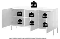 Komoda trzydrzwiowa Bemmi 150 cm czarna ze złotymi nogami