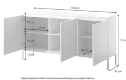 Komoda trzydrzwiowa Bemmi 150 cm czarna ze złotymi nogami