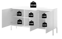 Komoda trzydrzwiowa Bemmi 150 cm czarna z czarnymi nogami
