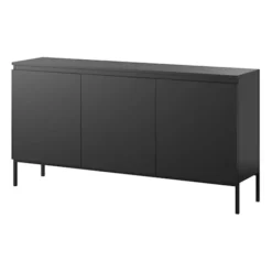 Komoda trzydrzwiowa Bemmi 150 cm czarna z czarnymi nogami