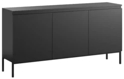 Komoda trzydrzwiowa Bemmi 150 cm czarna z czarnymi nogami