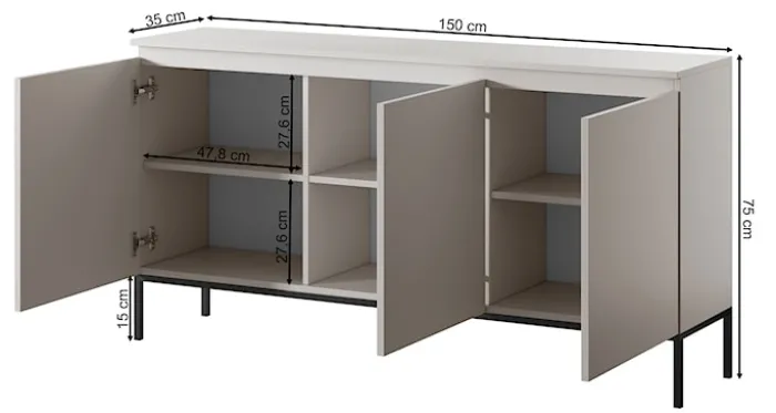 Komoda trzydrzwiowa Bemmi 150 cm kaszmir