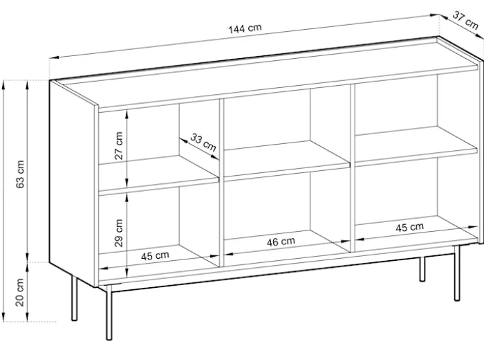 Komoda trzydrzwiowa Color 144 cm Ceglasta / Dąb Linea