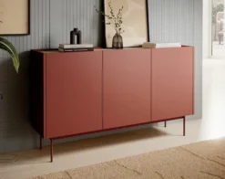 Komoda trzydrzwiowa Color 144 cm Ceglasta / Dąb Linea