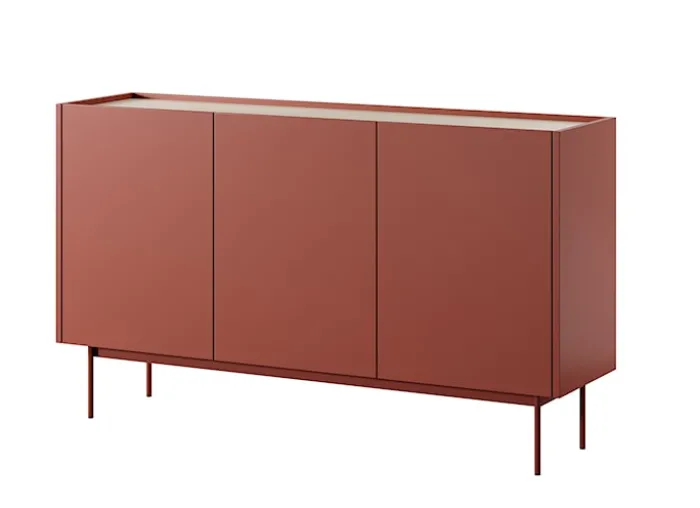 Komoda trzydrzwiowa Color 144 cm Ceglasta / Dąb Linea