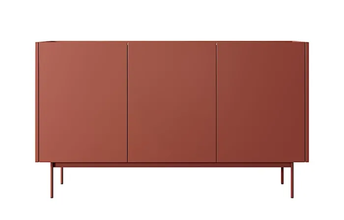 Komoda trzydrzwiowa Color 144 cm Ceglasta / Dąb Linea