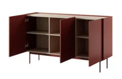 Komoda trzydrzwiowa Color 144 cm Ceglasta / Dąb Linea