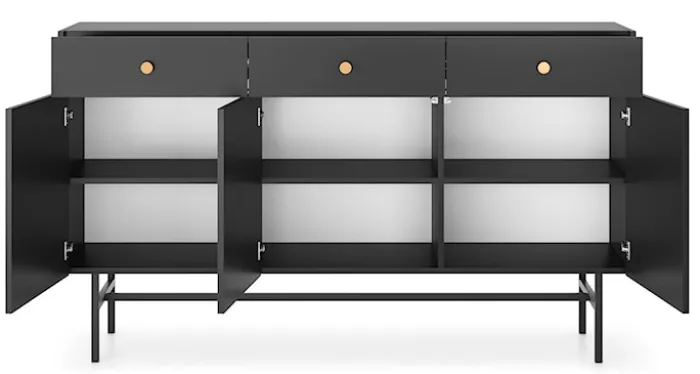 Komoda trzydrzwiowa Divenos z szufladami 155 cm Czarna