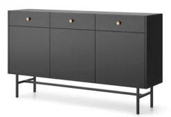 Komoda trzydrzwiowa Divenos z szufladami 155 cm Czarna