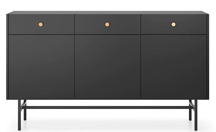 Komoda trzydrzwiowa Divenos z szufladami 155 cm Czarna