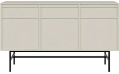 Komoda trzydrzwiowa Evo z szufladami i stelażem 154 cm Beż piaskowy
