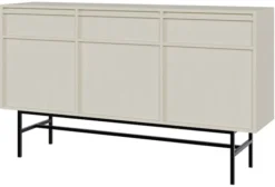 Komoda trzydrzwiowa Evo z szufladami i stelażem 154 cm Beż piaskowy