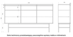 Komoda trzydrzwiowa Evo z szufladami i stelażem 154 cm Beż piaskowy