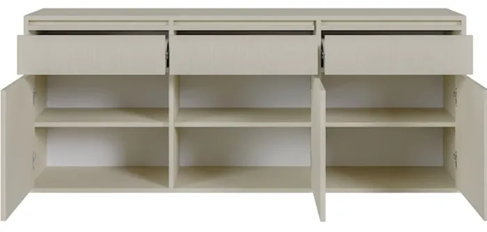 Komoda trzydrzwiowa Evo z szufladami wisząca 154 cm Beż piaskowy