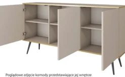 Komoda trzydrzwiowa Glinte 160 cm biała ze złotymi nogami