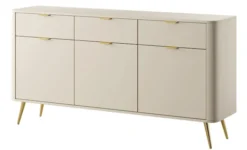 Komoda trzydrzwiowa Oval z szufladami 163,5 cm beż piaskowy