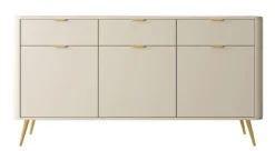 Komoda trzydrzwiowa Oval z szufladami 163,5 cm beż piaskowy