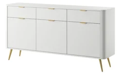 Komoda trzydrzwiowa Oval z szufladami 163,5 cm Biała