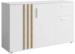 Komoda trzydrzwiowa Tollino z szufladą 120 cm Biała/Dąb artisan lamele