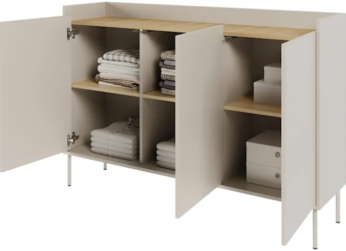Komoda trzydrzwiowa Tovi 140 cm kaszmir/dąb lindberg