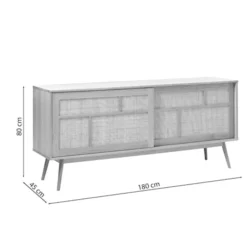 Komoda Visimmy 180 cm przyciemniony dąb/plecionka