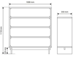 Komoda Wuwu z czterema szufladami 101 cm szarobeżowa