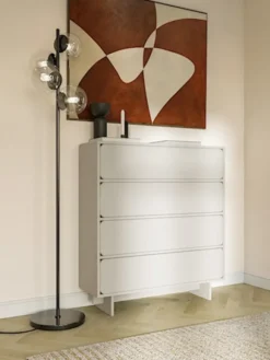 Komoda Wuwu z czterema szufladami 101 cm szarobeżowa