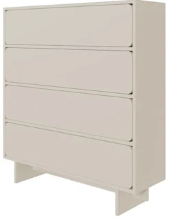 Komoda Wuwu z czterema szufladami 101 cm szarobeżowa