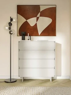 Komoda Wuwu z czterema szufladami 101 cm szarobeżowa