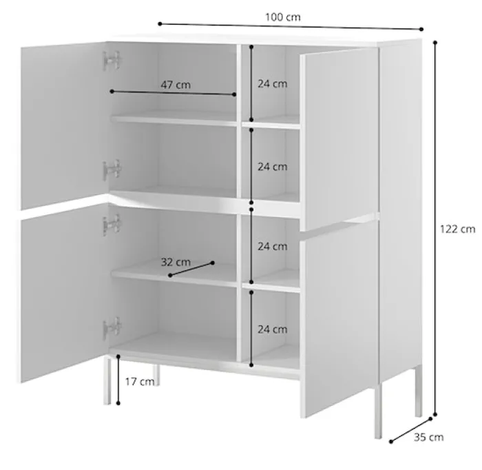 Komoda wysoka Bemmi 100 cm Ceglasty