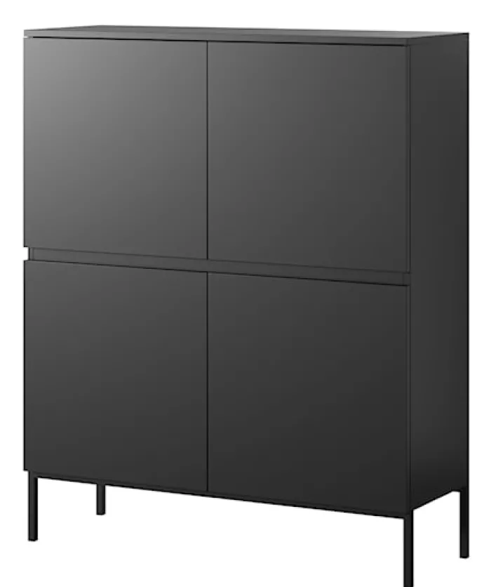 Komoda wysoka Bemmi 100 cm czarna z czarnymi nogami