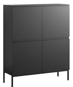 Komoda wysoka Bemmi 100 cm czarna z czarnymi nogami